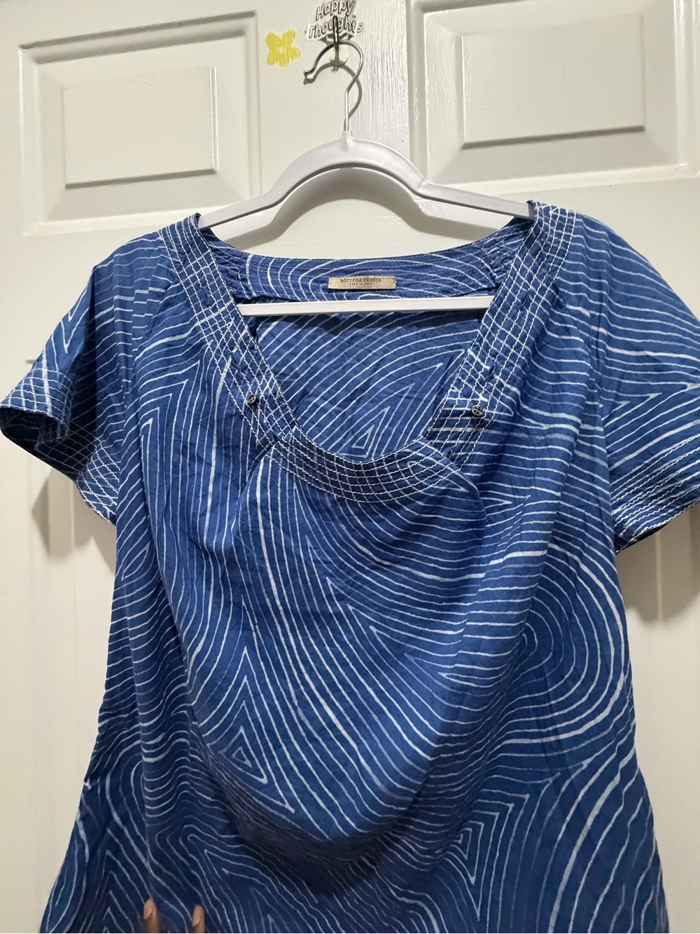 Bottega Veneta Blue & White Swirl Print Silk-Blend Top Sz 42 (US 6-8)